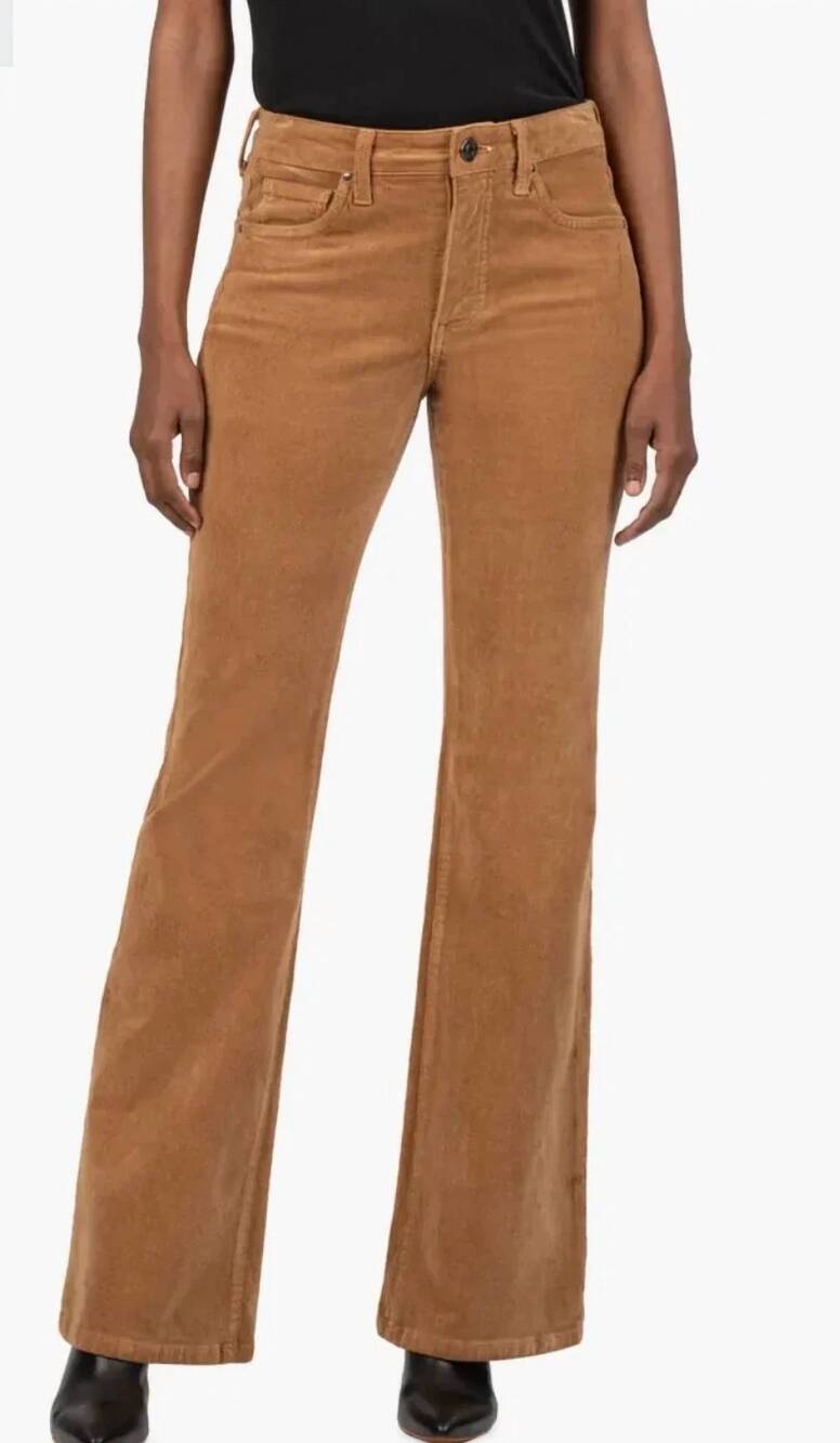 NEW KUT FROM THE KLOTH women's ana high rise fab flare jeans in camel